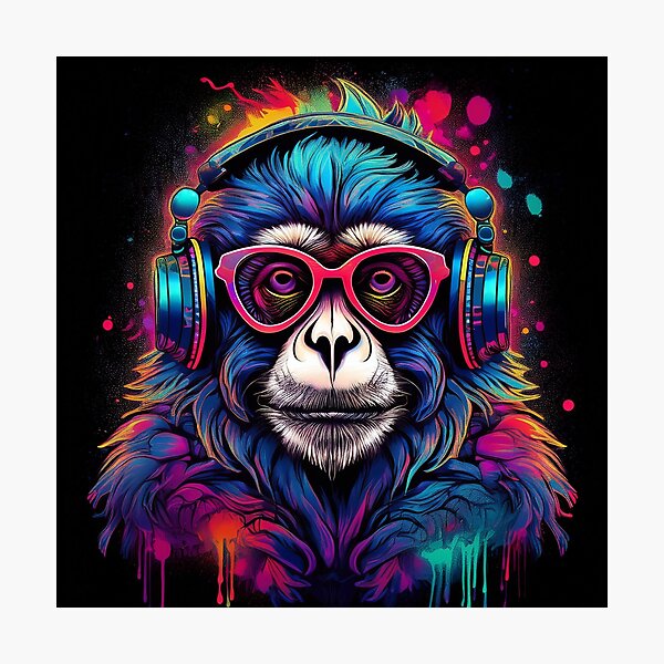 Item preview, gibbon in headphones and shades graffiti style  designed and sold by Boxing Kangaroo Retail Company.