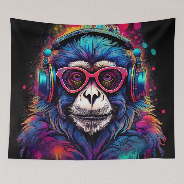 Item preview, gibbon in headphones and shades graffiti style  designed and sold by Boxing Kangaroo Retail Company.