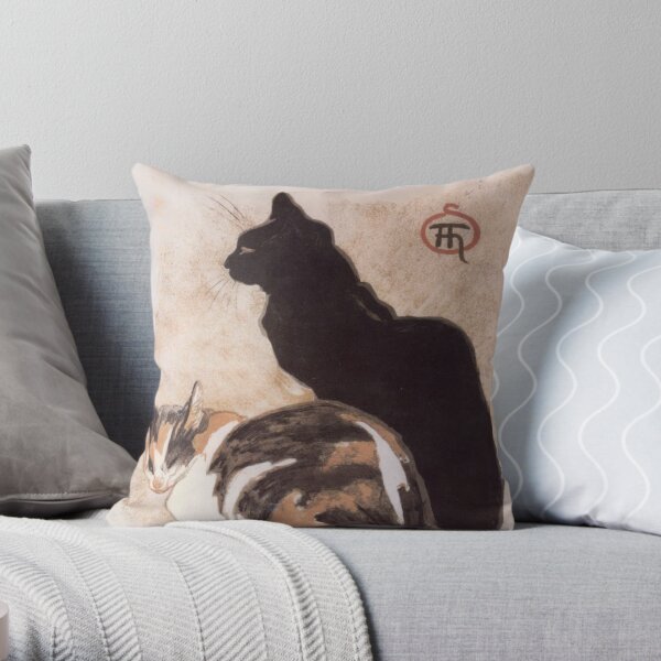 Watercolor - 2 Cats - Théophile Alexandre Steinlen Throw Pillow