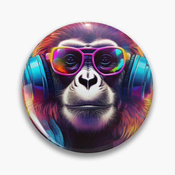 Item preview, gibbon in headphones and shades synthwave style  designed and sold by Boxing Kangaroo Retail Company.