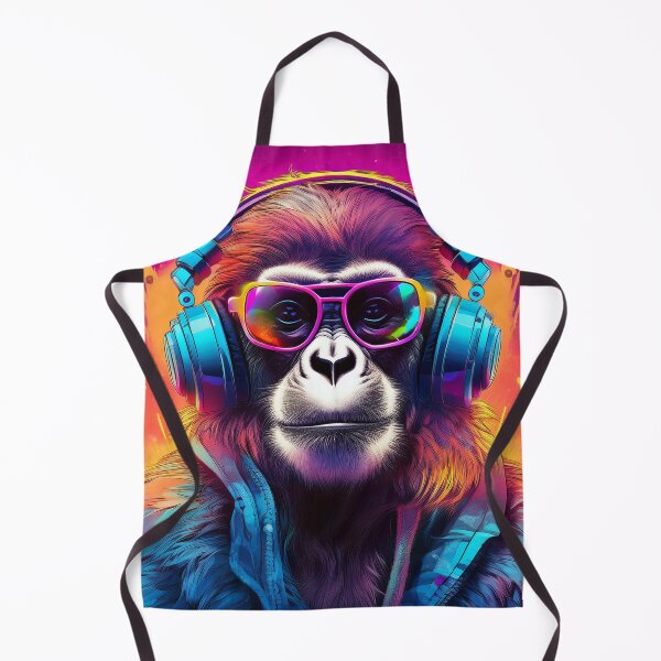 Item preview, gibbon in headphones and shades synthwave style designed and sold by Boxing Kangaroo Retail Company.