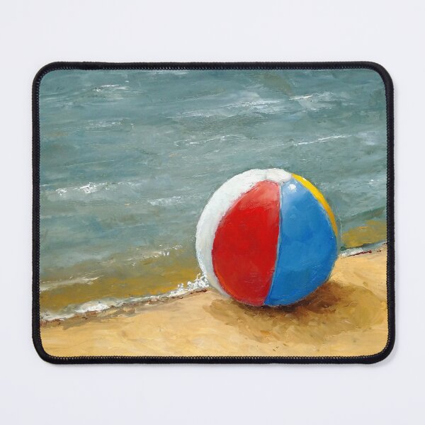 Item preview, Beach Ball at Shore, Oil Painting, Summer Vacation, Ocean designed and sold by JoyfulWhimsy.