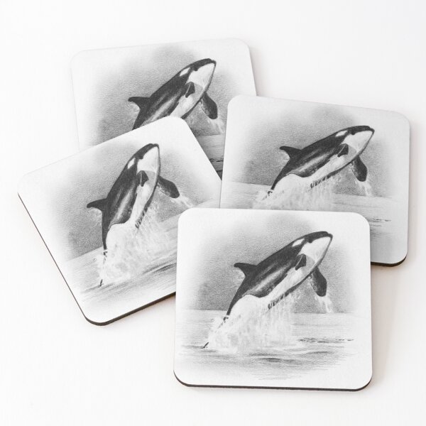 Item preview, ORCA, Whale Breaching, Pencil Drawing, Wildlife, Marine Life, Ocean designed and sold by JoyfulWhimsy.
