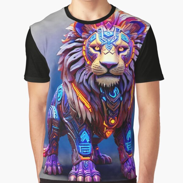 Vista previa del artículo con la obra «Cybernetic Aztec Lion  León Azteca Cibernético», diseñado y vendido por SpectrumEssence.