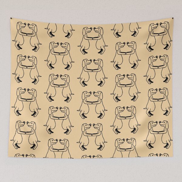 Item preview, 2 Dogs Fat Belly Overweight Dancing Together Comic Cartoon designed and sold by shirt-o-mat.