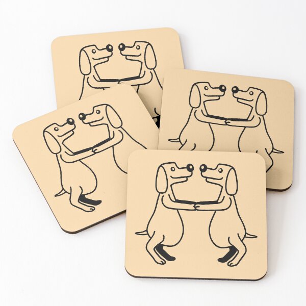 Item preview, 2 Dogs Fat Belly Overweight Dancing Together Comic Cartoon designed and sold by shirt-o-mat.