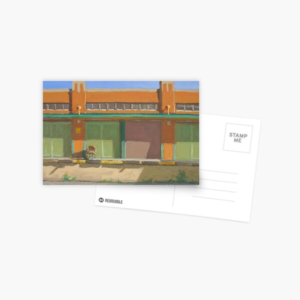 Item preview, Ron Donoughe Painting – Minimalist Urban Building with Warm Colors and Shadows designed and sold by ShopyWall.