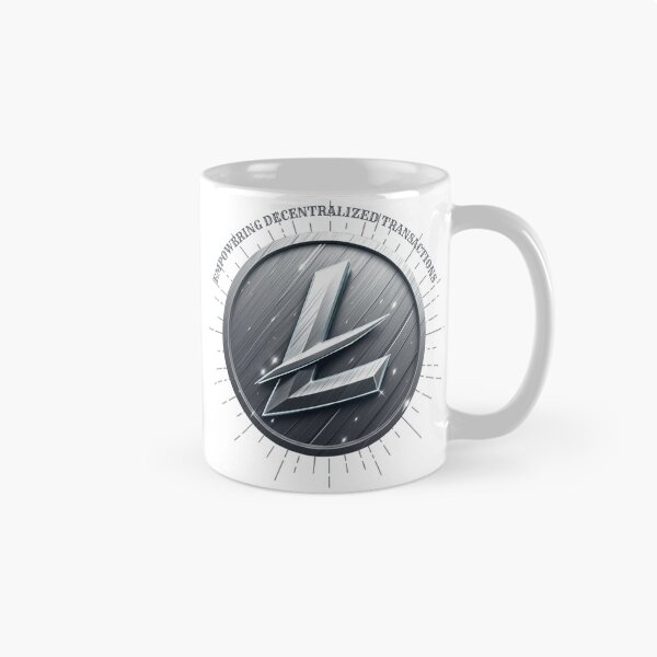 Aperçu de l'œuvre T-shirt Litecoin « Renforcer les transactions décentralisées » créée et vendue par TrendVoyager.