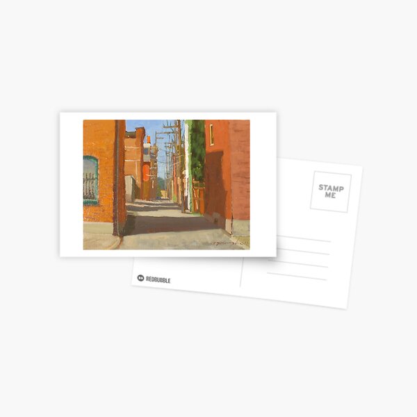 Item preview, Ron Donoughe Painting – Sunlit Urban Alley with Red Brick Architecture designed and sold by ShopyWall.