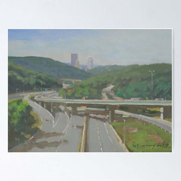 Item preview, Ron Donoughe Painting – Scenic Urban Overpass with Lush Greenery and City Skyline designed and sold by ShopyWall.