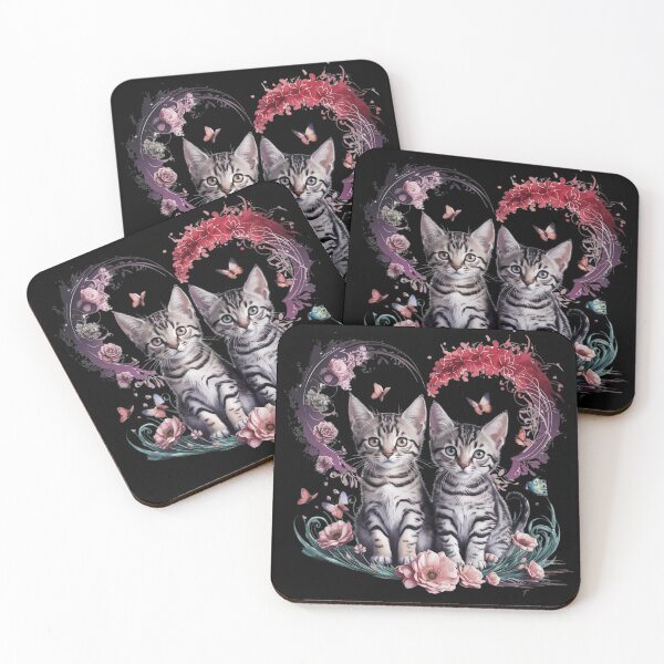 Item preview, Kittens with Floral Heart Motif designed and sold by ArtBryz.