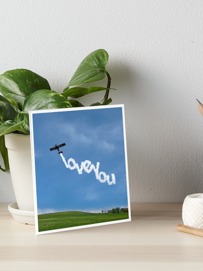 Airplane writes I Love You in the sky Art Board Print for Sale by  PurefireDesigns