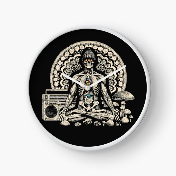 Item preview, Zen Skeleton Meditation Third Eye Mushroom Art designed and sold by Mystikos Art.
