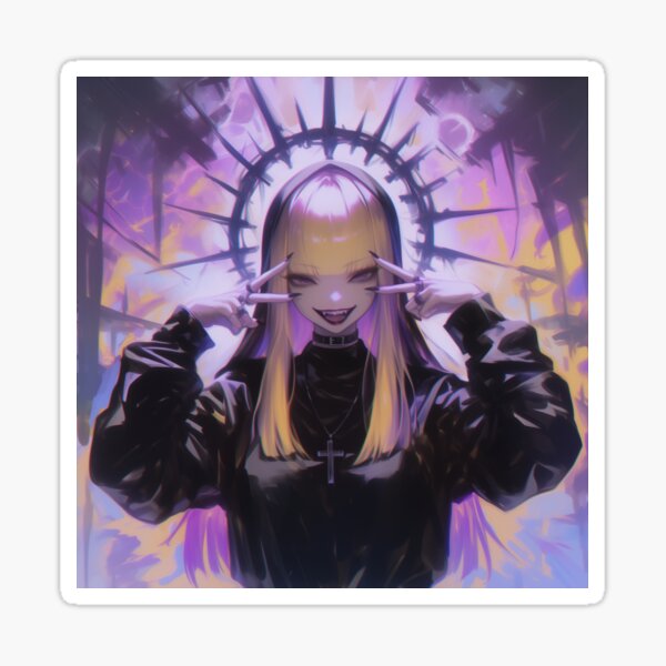 Item preview, Goth Nun Anime designed and sold by CursedbyLilith.