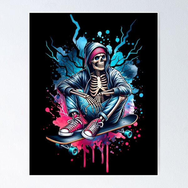 Item preview, A skeleton sitting on a skateboard designed and sold by ReneMM.
