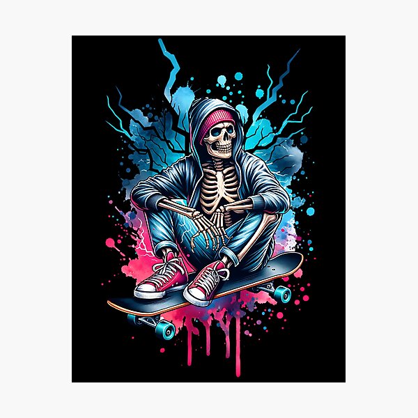 Item preview, A skeleton sitting on a skateboard designed and sold by ReneMM.