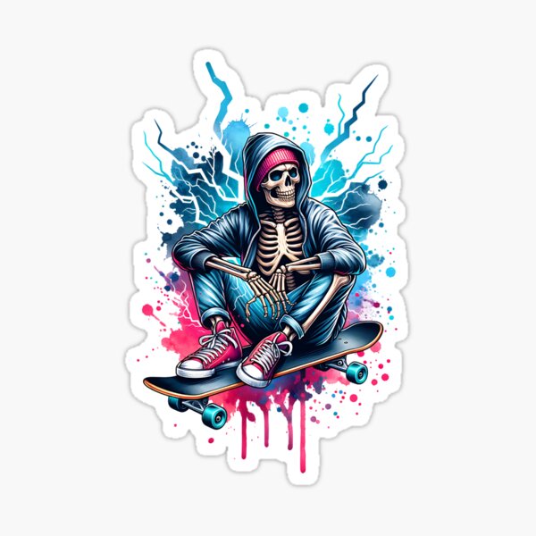 Item preview, A skeleton sitting on a skateboard designed and sold by ReneMM.