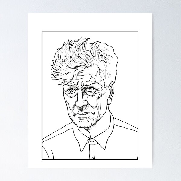 Item preview, Surreal Director David Lynch Portrait Minimalist Line Art Drawing designed and sold by Mystikos Art.