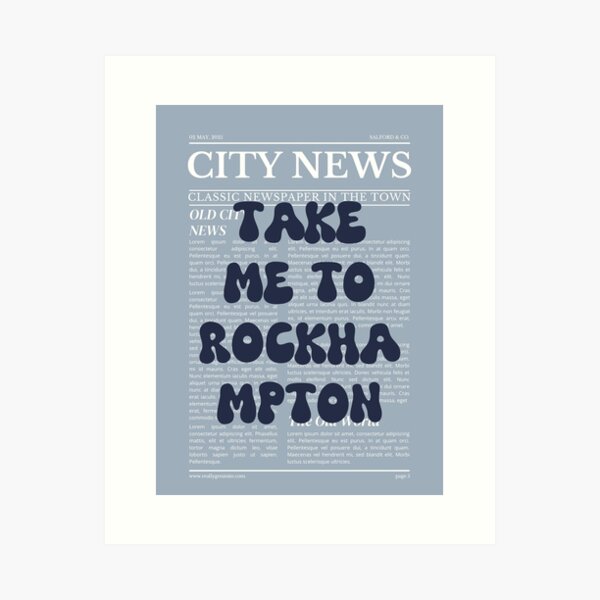 Item preview, "Take Me to Rockhampton" – Australia, Elegant Newspaper-Style Design designed and sold by RM-Journey.
