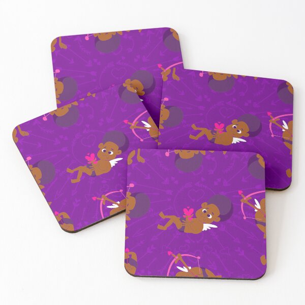 Item preview, afro angel black cupid african cherub purple valentines  designed and sold by Gossip Rag.