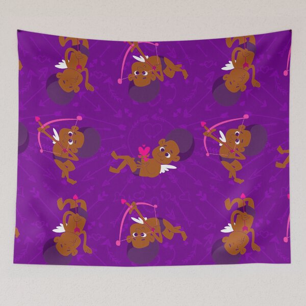 Item preview, afro angel black cupid african cherub purple valentines  designed and sold by Gossip Rag.
