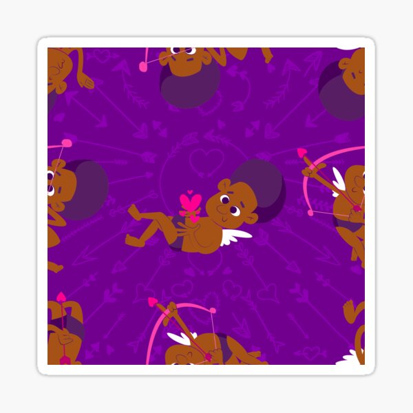 Item preview, afro angel black cupid african cherub purple valentines  designed and sold by Gossip Rag.