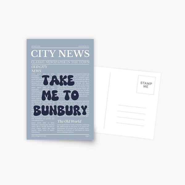 Item preview, "Take Me to Bunbury" – Australia, Elegant Newspaper-Style Design designed and sold by RM-Journey.