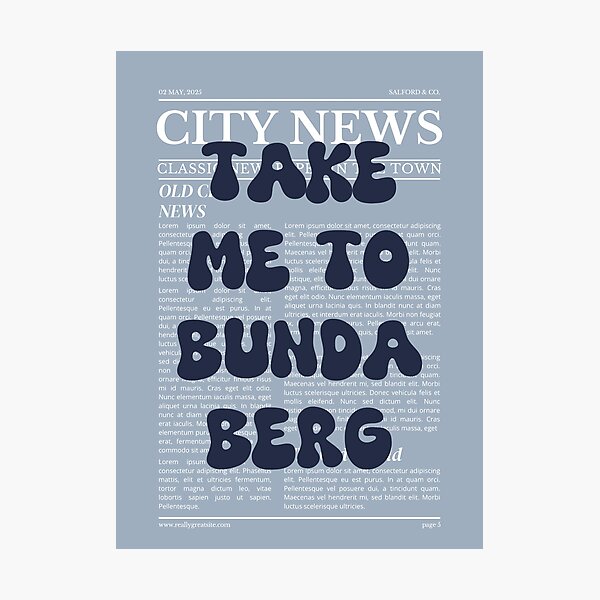 Item preview, "Take Me to Bundaberg" – Australia, Elegant Newspaper-Style Design designed and sold by RM-Journey.