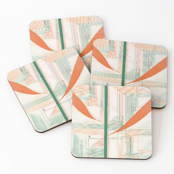 Item preview, Geometric Flow - Abstract Green and Orange Lines designed and sold by AbstractIdeas.