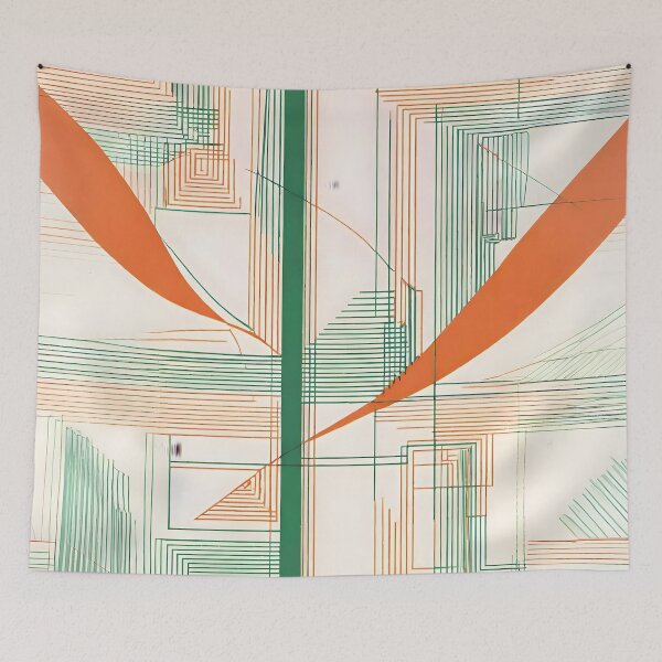 Item preview, Geometric Flow - Abstract Green and Orange Lines designed and sold by AbstractIdeas.