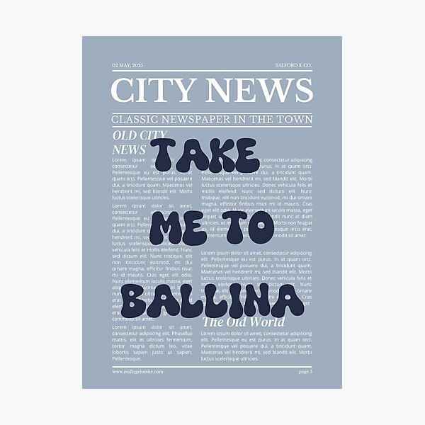 Item preview, "Take Me to Ballina" – Australia, Elegant Newspaper-Style Design designed and sold by RM-Journey.