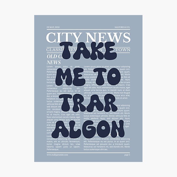 Item preview, "Take Me to Traralgon" – Australia, Elegant Newspaper-Style Design designed and sold by RM-Journey.