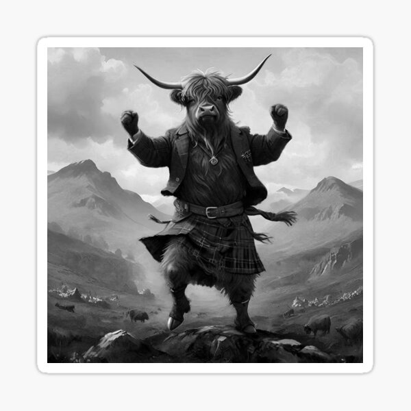 Item preview, Scottish Highland Cow Dancing The Highland Fling designed and sold by A-Work-Of-Art.