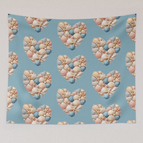 Item preview, Pattern - Seashell Heart - Coastal Love and Beach Vibes - Shells and Pearls designed and sold by pixelated_echoes.