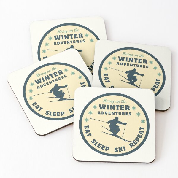 Item preview, Eat Sleep Ski Repeat Badge designed and sold by The Wandering Bookworm.