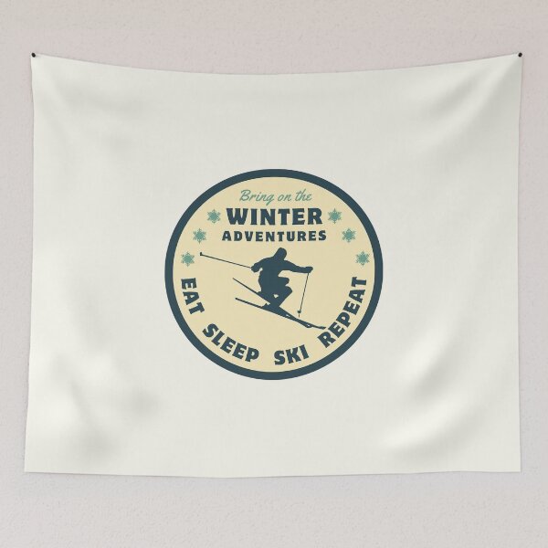 Item preview, Eat Sleep Ski Repeat Badge designed and sold by The Wandering Bookworm.