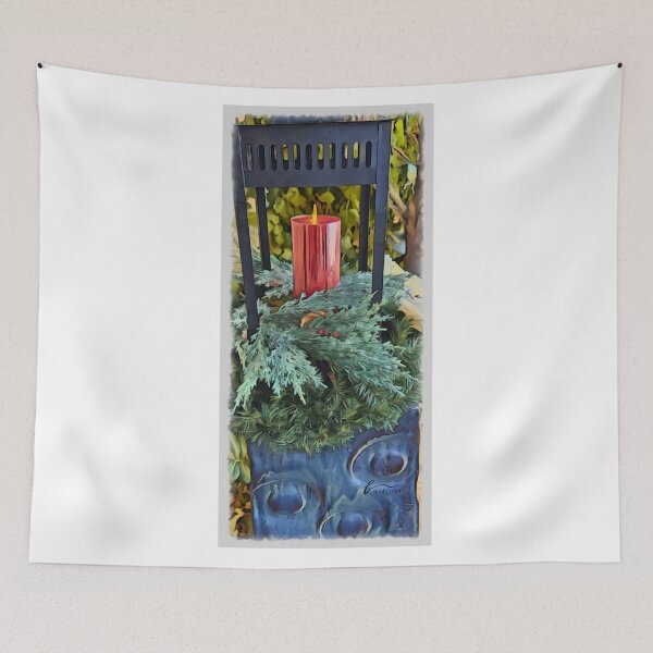 Item preview, Red Candle on Evergreens designed and sold by BobbyDArt.