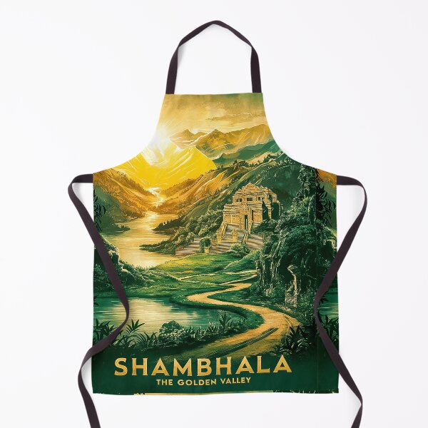 Item preview, Shambhala: The Golden Valley - Vibrant Retro Vintage Poster Style designed and sold by Loving Nature Gifts.