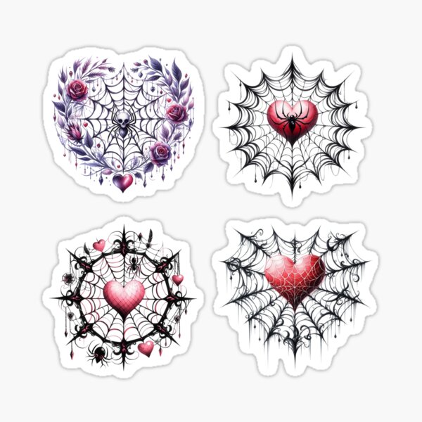 Item preview, Gothic Heart Spider Web Dark Fantasy Valentines Day 02 4-pack designed and sold by silverdragonx.