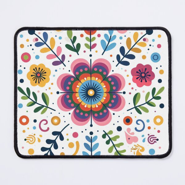 Item preview, Scandinavian Folk Art Flowers - Vibrant Zinnia Mandala by heidiannemorris designed and sold by FOLK ART FUSION by heidiannemorris.