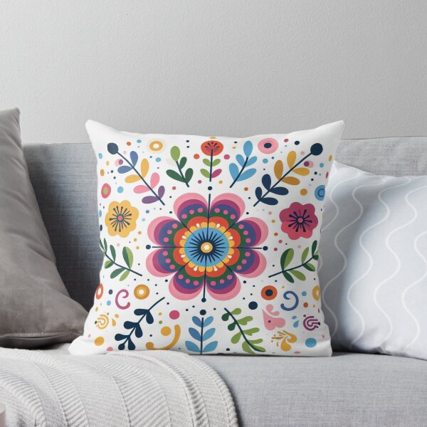 Item preview, Scandinavian Folk Art Flowers - Vibrant Zinnia Mandala by heidiannemorris designed and sold by FOLK ART FUSION by heidiannemorris.
