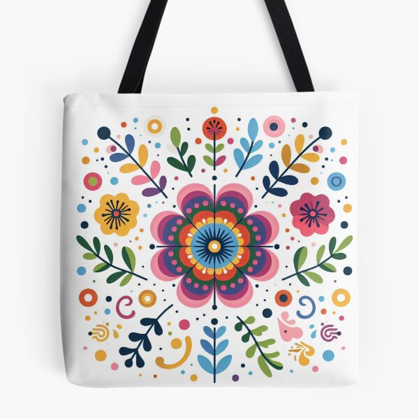 Item preview, Scandinavian Folk Art Flowers - Vibrant Zinnia Mandala by heidiannemorris designed and sold by FOLK ART FUSION.