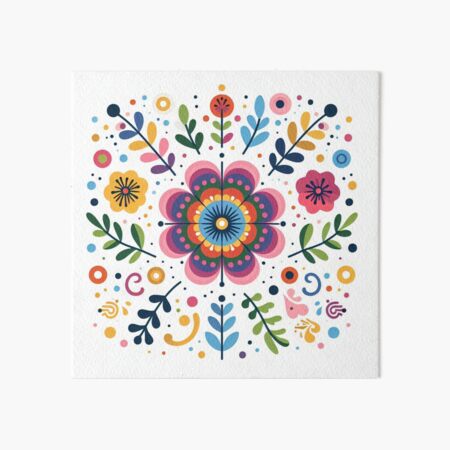 Item preview, Scandinavian Folk Art Flowers - Vibrant Zinnia Mandala by heidiannemorris designed and sold by FOLK ART FUSION.