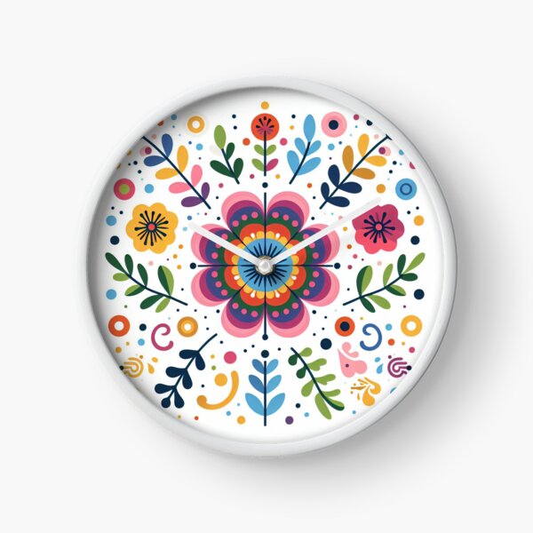 Item preview, Scandinavian Folk Art Flowers - Vibrant Zinnia Mandala by heidiannemorris designed and sold by FOLK ART FUSION by heidiannemorris.