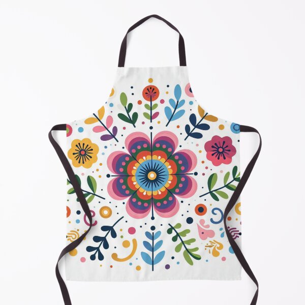 Item preview, Scandinavian Folk Art Flowers - Vibrant Zinnia Mandala by heidiannemorris designed and sold by FOLK ART FUSION by heidiannemorris.