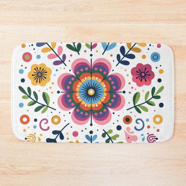 Item preview, Scandinavian Folk Art Flowers - Vibrant Zinnia Mandala by heidiannemorris designed and sold by FOLK ART FUSION.