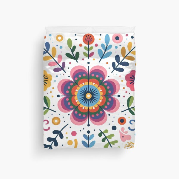 Item preview, Scandinavian Folk Art Flowers - Vibrant Zinnia Mandala by heidiannemorris designed and sold by FOLK ART FUSION.