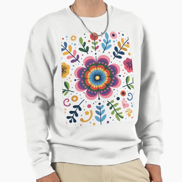 Item preview, Scandinavian Folk Art Flowers - Vibrant Zinnia Mandala by heidiannemorris designed and sold by FOLK ART FUSION.