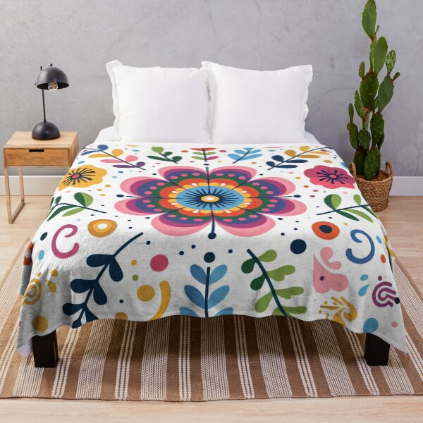 Item preview, Scandinavian Folk Art Flowers - Vibrant Zinnia Mandala by heidiannemorris designed and sold by FOLK ART FUSION by heidiannemorris.
