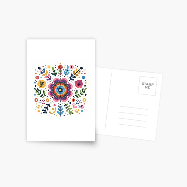 Item preview, Scandinavian Folk Art Flowers - Vibrant Zinnia Mandala by heidiannemorris designed and sold by FOLK ART FUSION by heidiannemorris.